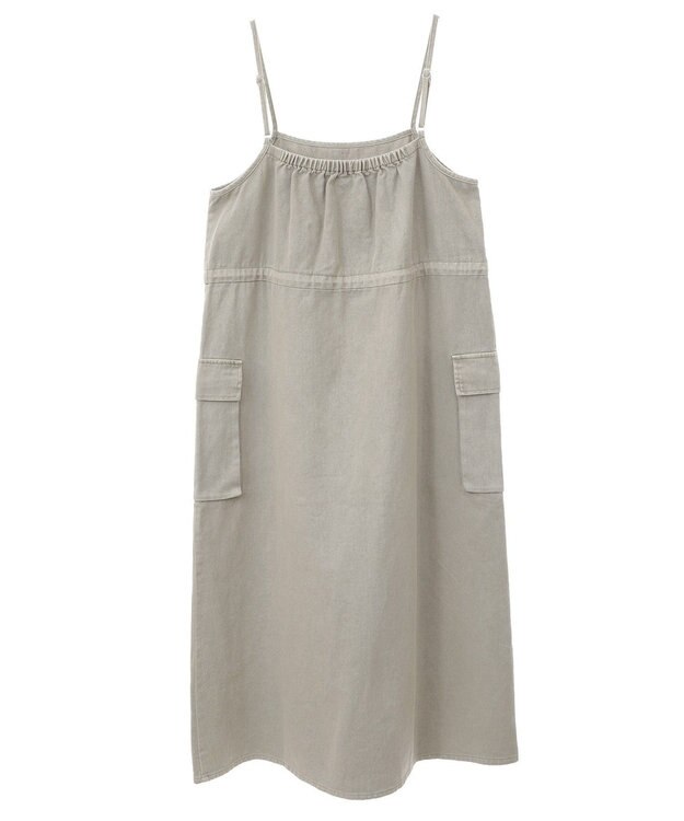 Green Parks カーゴポケットピグメントキャミワンピース Khaki