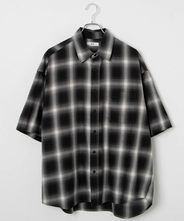 WEGO オンブレチェックシャツ（S） ブラックチェック1