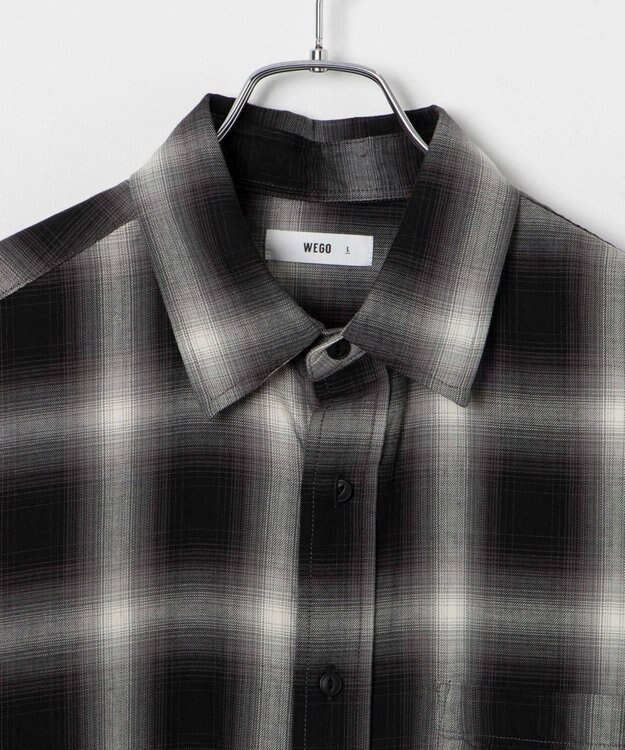 WEGO オンブレチェックシャツ（S） ブラックチェック1