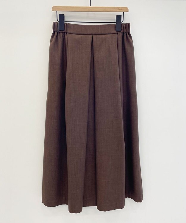 自由区 【接触冷感・速乾・UVカット・撥水・防シワ】リネンライクツイル タックスカート ダークブラウン系