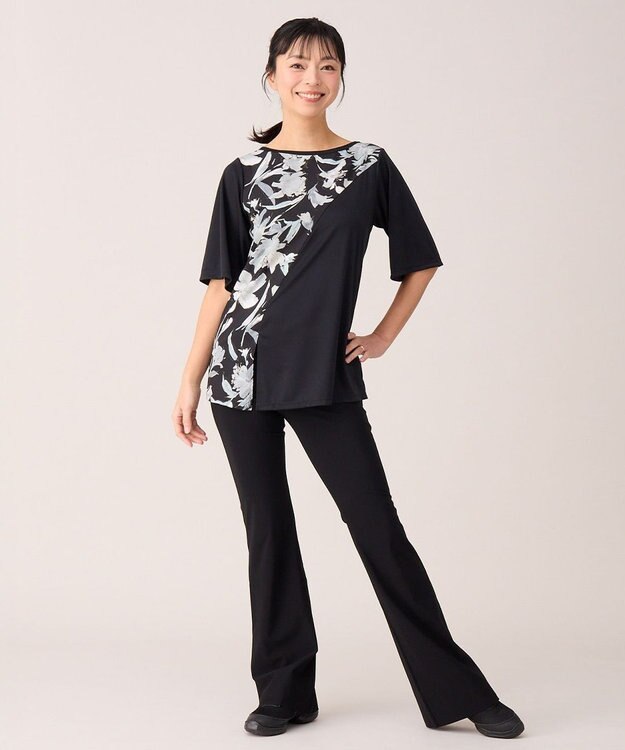 Chacott マイクロリブブーツカットパンツ ブラック