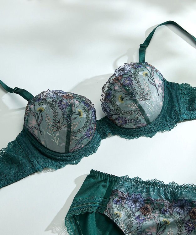 une nana cool バックスタイルまでかわいい Steppe Flower ワイヤーブラ ダークグリーン