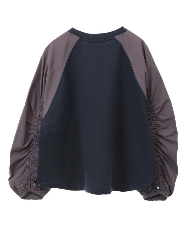 AMERICAN HOLIC 異素材ギャザースリーブミニ裏毛プルオーバ Navy