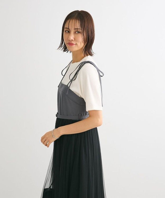 Green Parks ・ＥＬＥＮＣＡＲＥ　ＤＵＥ　チュールドッキングワンピ Charcoal Gray