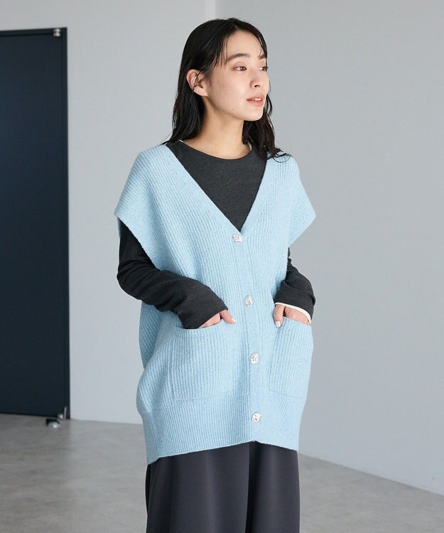 CRAFT STANDARD BOUTIQUE Ｖネックオーバーサイズニットベスト Sax