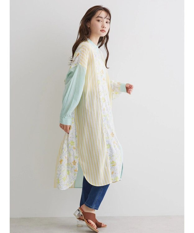 AMERICAN HOLIC Ｆｌｏｗｅｒ　×　Ｓｔｒｉｐｅシャツチュニック Yellow