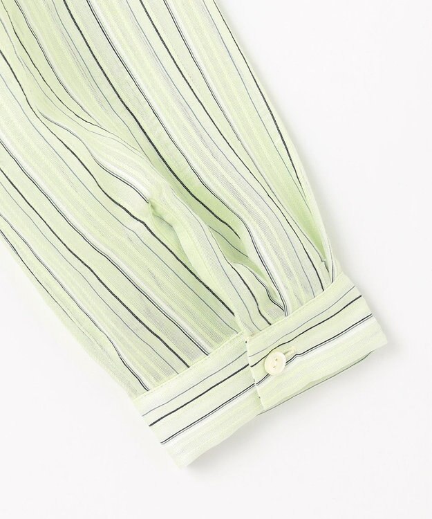 J.PRESS LADIES S 【洗える】ランダムストライプ シアー シャツカラー カットソー ライムストライプ系