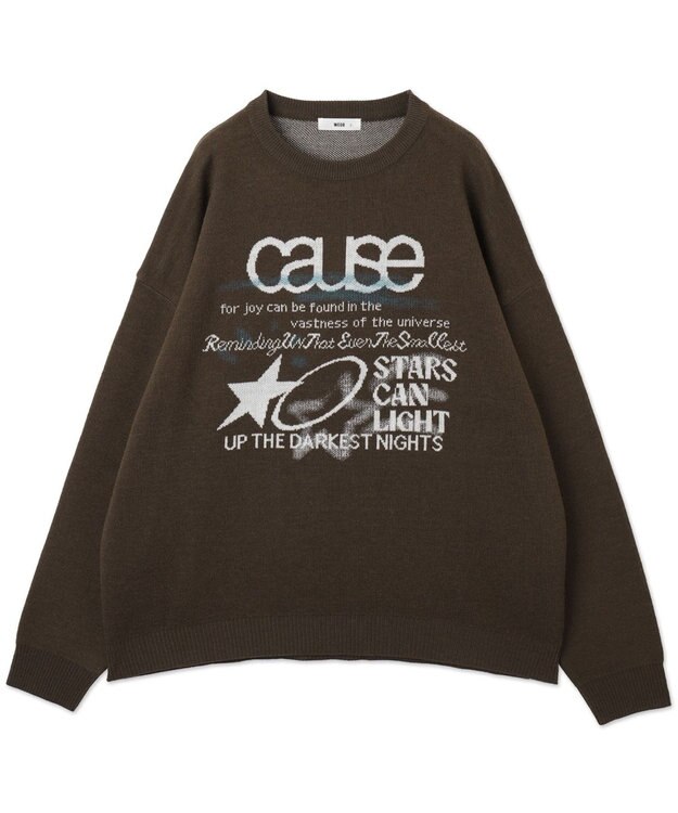 WEGO スプレーグラフィックニットプルオーバー ブラウン