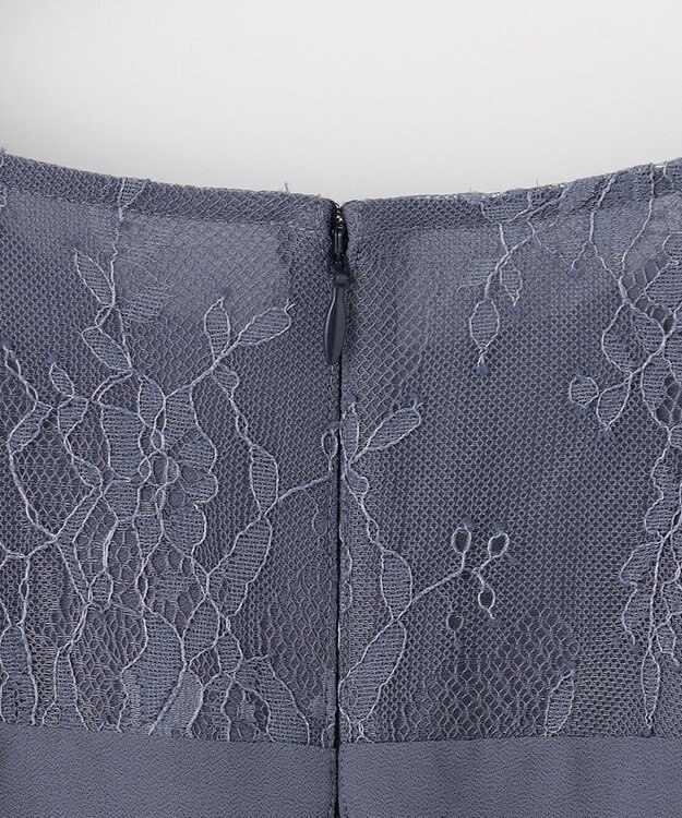 ANY SIS 【洗える】プリーツMIXレース ドレス スモーキーブルー