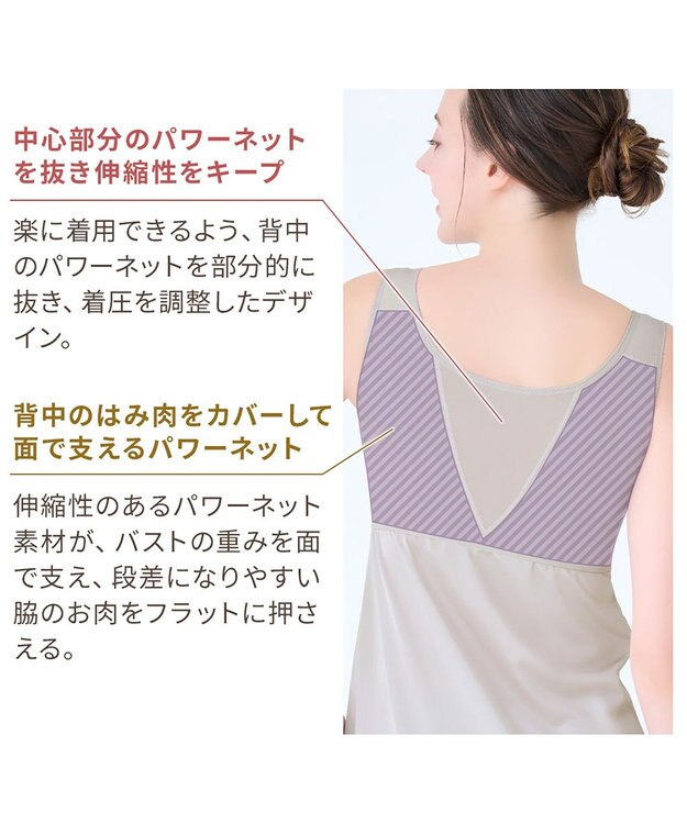 BRADELIS New York 【BRADELIS NewYork peace】綿混キャッチャーカップレースブラスリップ25 ノンワイヤー 補正下着 静電気軽減 インナー カップ付き ブラトップ ワンピース グレージュ