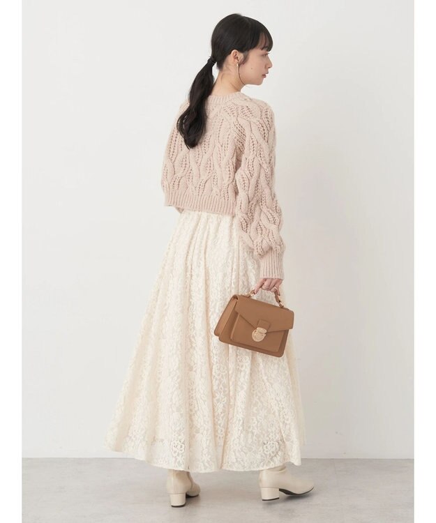 earth music&ecology 起毛レースフレアスカート Ivory