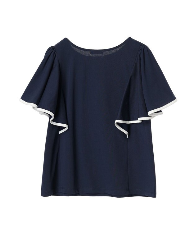 earth music&ecology パイピングフレアスリーブカットソー Navy