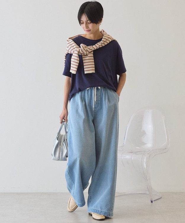 AMERICAN HOLIC 【接触冷感+UVカット】半袖コクーンカットプルオーバー Navy