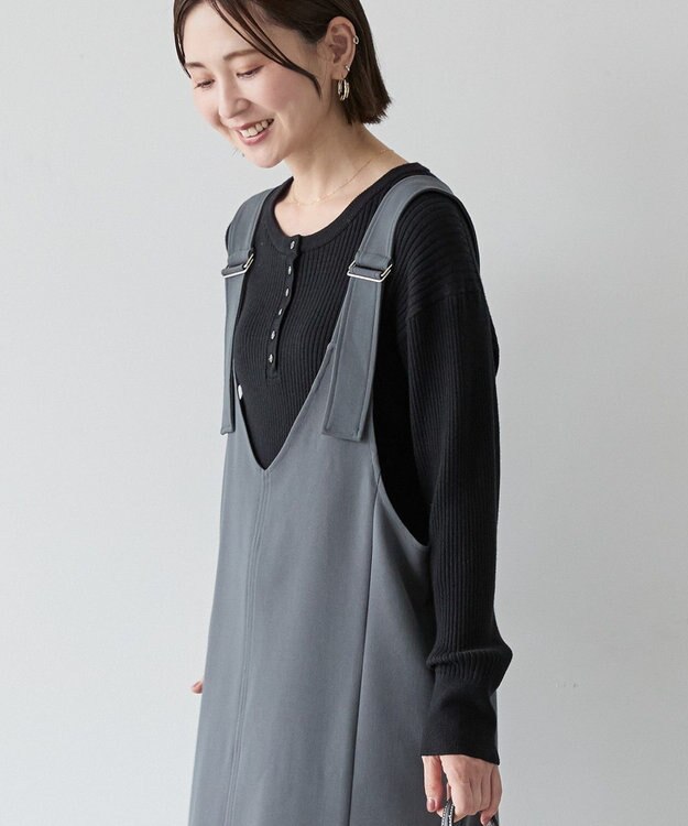 AMERICAN HOLIC バイパチヘンリーネックリブニットプルオーバー Black