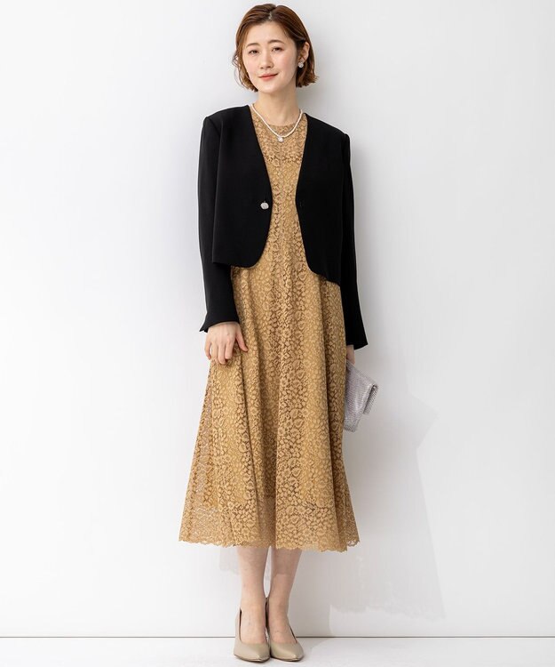 23区 S 【APPLAUDIR】ニュアンスフラワーレース ドレス キャメル系