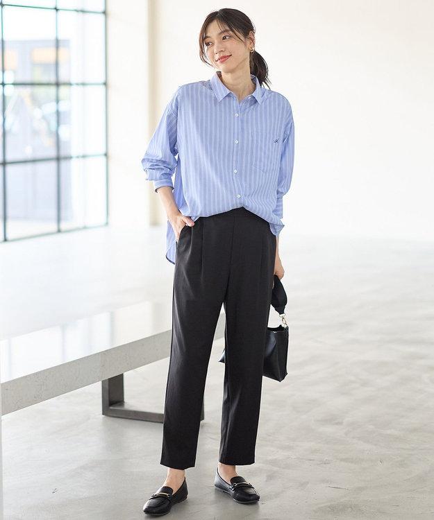 ANY 【6サイズ展開/ウエストゴム】イージーテーパードパンツ ブラック