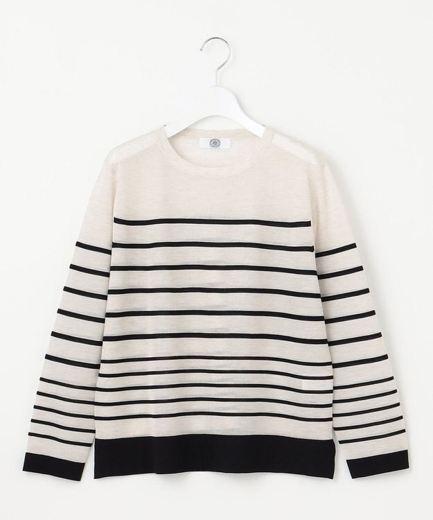 J.PRESS LADIES 【WEB限定・洗える】Vis/Peスパーク シアー ボーダー ニット ナチュラル×ブラック系