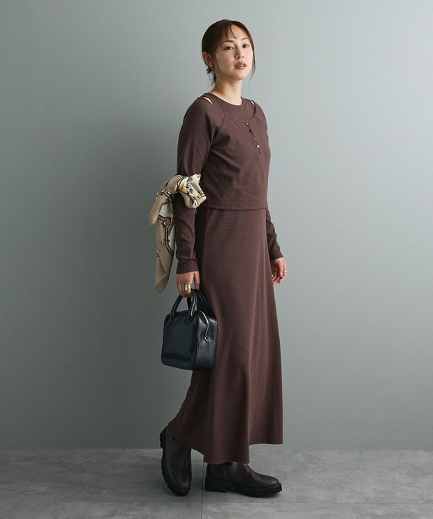 CRAFT STANDARD BOUTIQUE 2点セット/リブレイヤードワンピース Brown