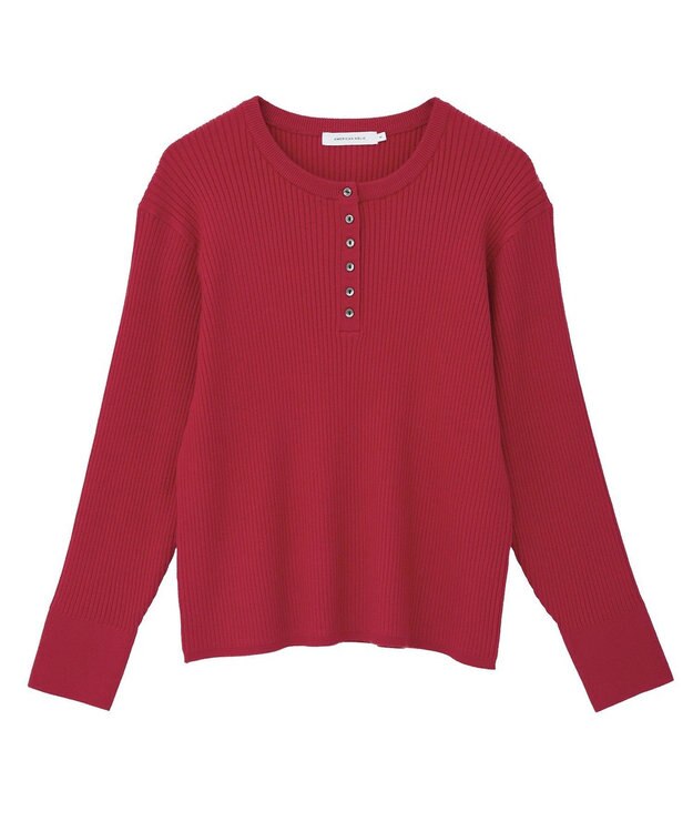AMERICAN HOLIC バイパチヘンリーネックリブニットプルオーバー Red