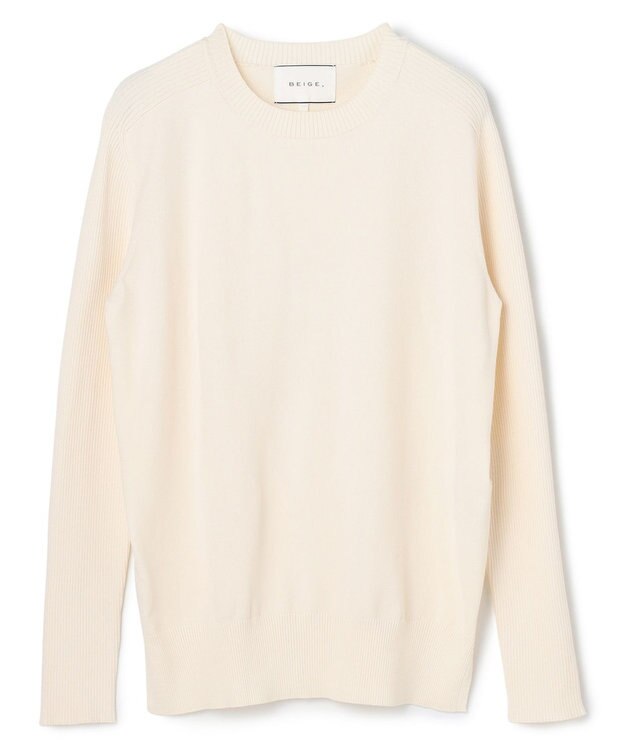 BEIGE， 【WEB限定・洗える】WILLOW / ストレッチクルーネックリブニット Ecru