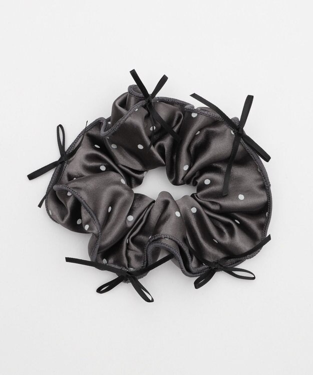 WEGO Lリボンドットシュシュ グレー