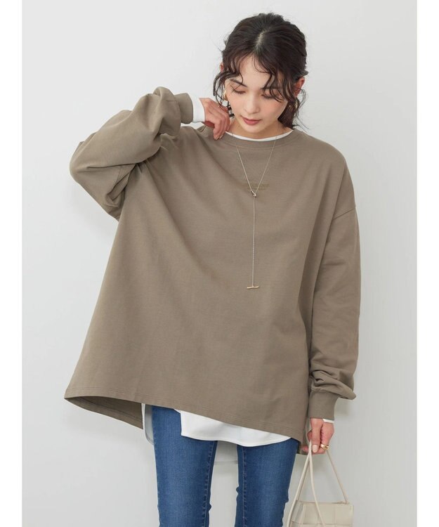 AMERICAN HOLIC 刺繍ロゴミニ裏毛ボートネックチュニック Khaki