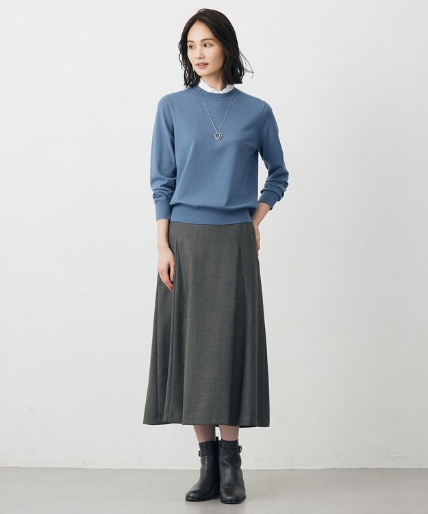 J.PRESS LADIES BEZハイネック フリル デコカラー ドビーストライプ系