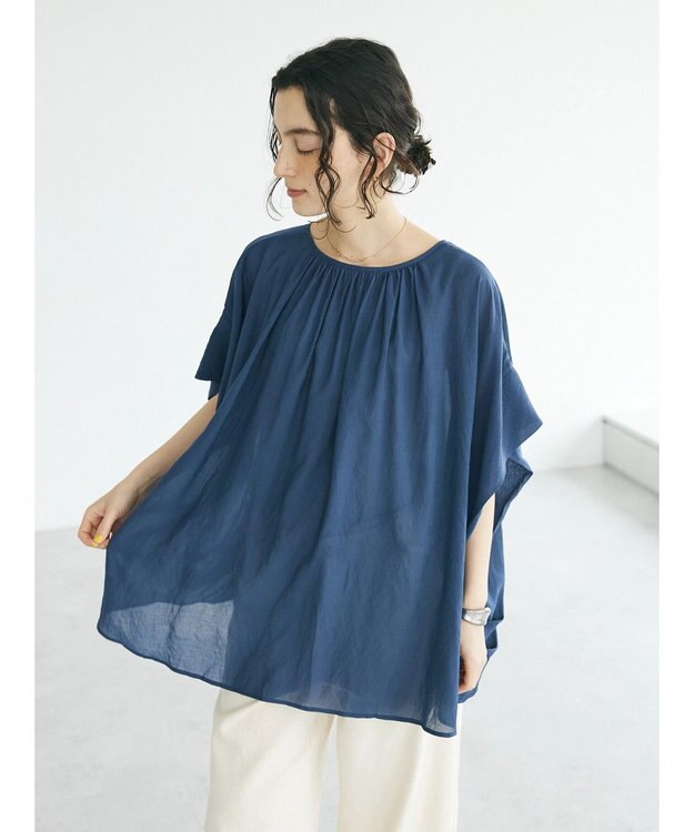 CRAFT STANDARD BOUTIQUE ウ゛ィンテージボイル２ＷＡＹタックブラウス Deep Blue