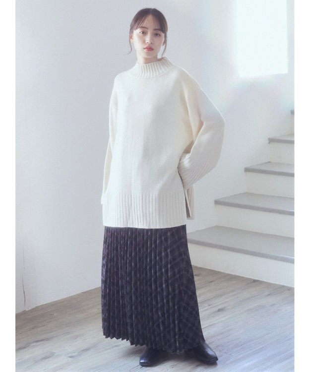 earth music&ecology すきな丈プリーツスカート Check Black