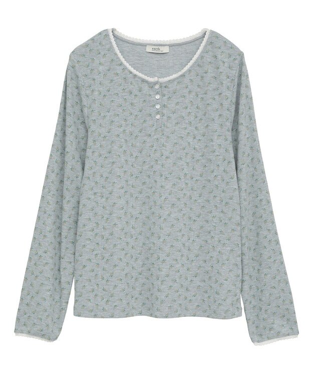 earth music&ecology 【WEB限定】アイレットジャカードタイトプルオーバー Flower yellow