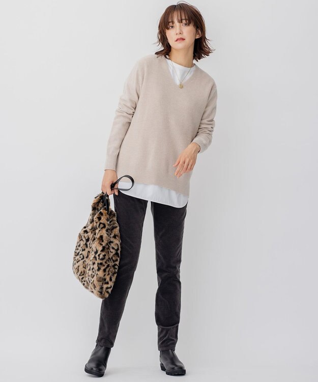 23区 【WEB限定】カシミヤブレンドバルキー Vネック ニット ベージュ系