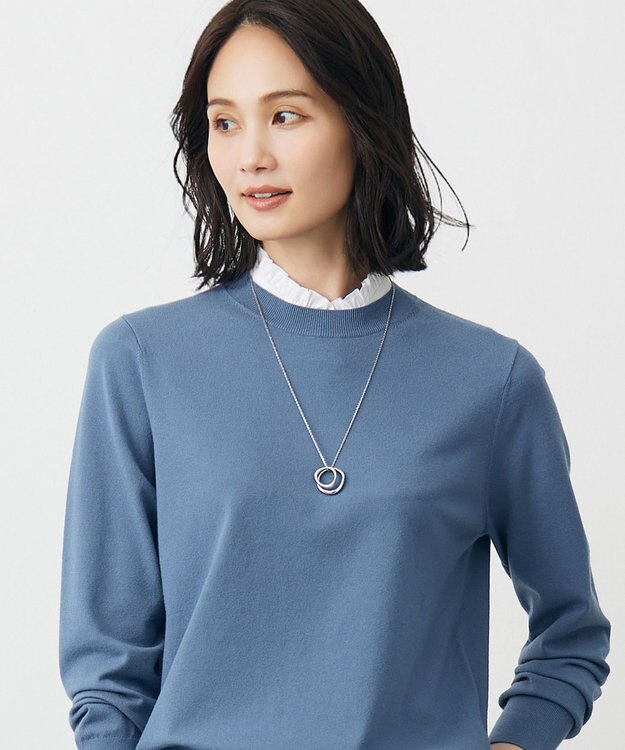 J.PRESS LADIES BEZハイネック フリル デコカラー ドビーストライプ系