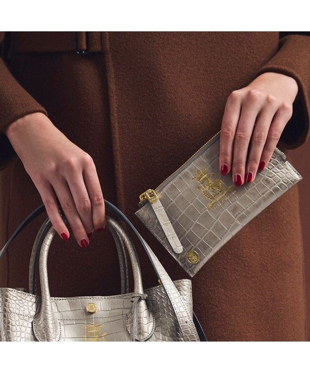 A.D.M.J. 【牛革】クロコ型押しオーガナイザーパース GRIGIO