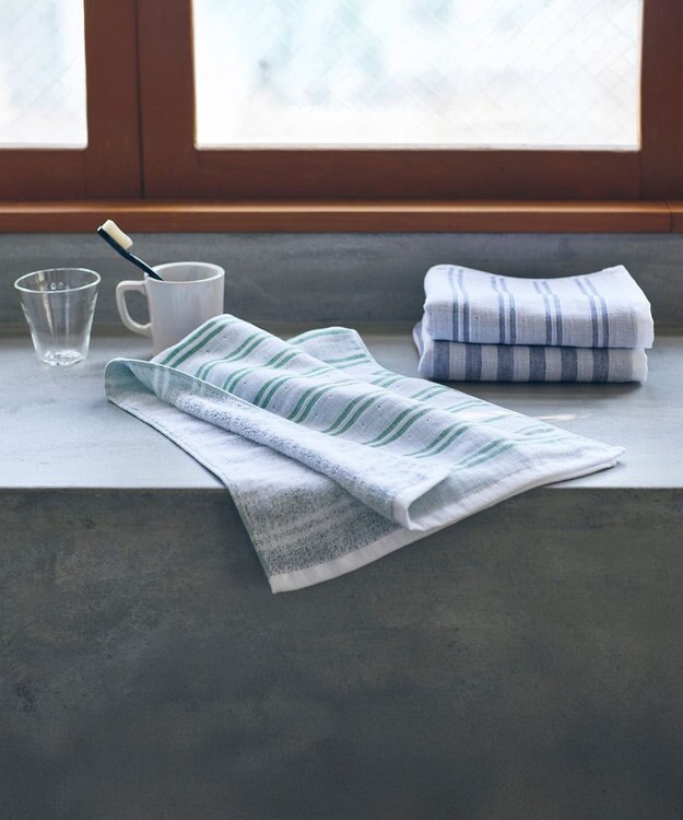 SHINTO TOWEL シマ フェイスタオル ダブル白地 フォレスト