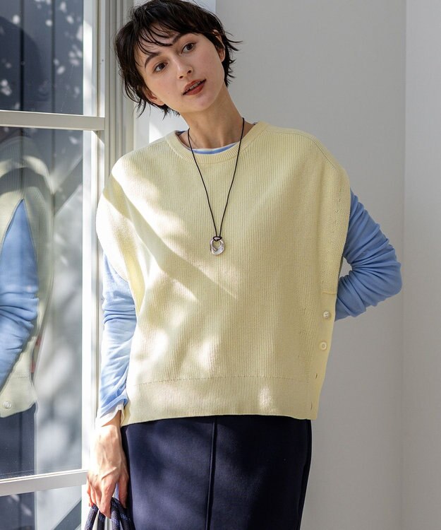 23区 【先行予約】コットンギマ ニットベスト ライトイエロー系
