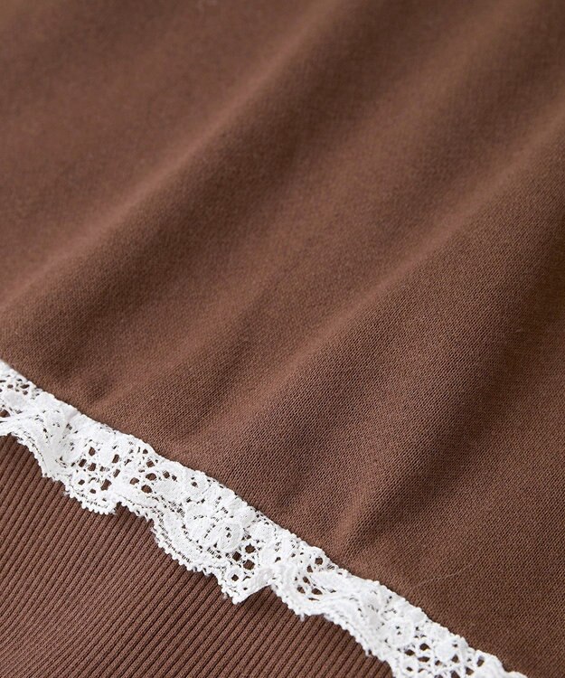 earth music&ecology レーススウェットプルオーバー Brown