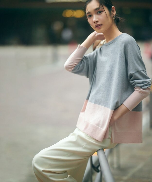 23区 【滝沢眞規子さん着用】クリアウールサキソニー ワイドパンツ アイボリー系