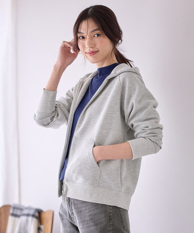 ANY ダブルジップパーカー トップグレーラメ