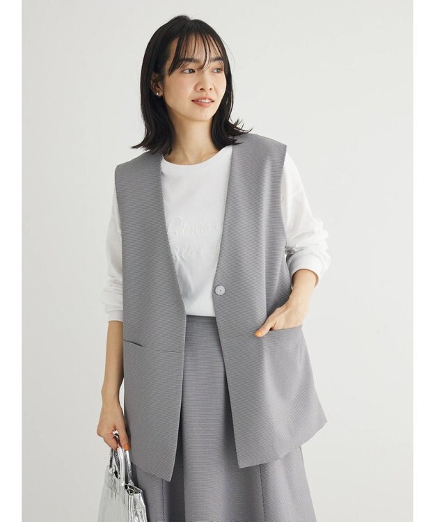 Green Parks きれいシルエット千鳥柄ジレ Hounds Tooth