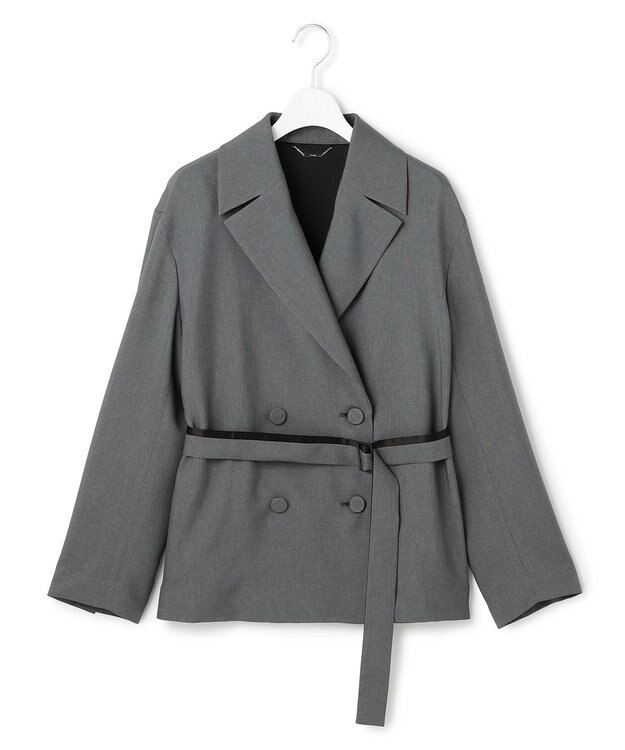 ICB 【WEB＆一部店舗限定】 SerikaWorsted トレンチ型ショートコート ミディアムグレー