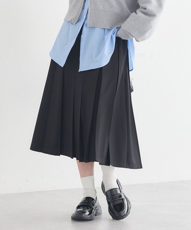 earth music&ecology タックプリーツミディスカート Black