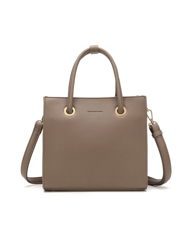 style code  【MERCURYDUO/マーキュリーデュオ】メタルアイレット　両アオリポケット　スクエアハンドバッグ オーク