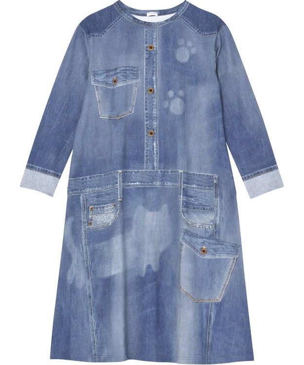 tsumori chisato SLEEP ワンピース　ロング袖　デニムプリント　/ワコール　ULQ130 コン
