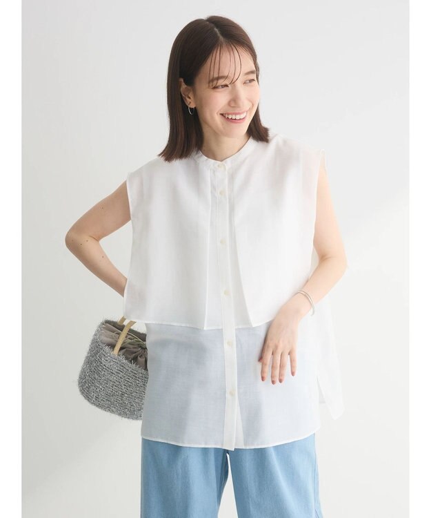 Green Parks レイヤードノースリーブブラウス Off White