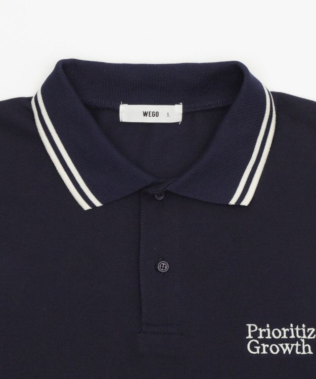 WEGO 【ユニセックス着用ITEM/MLサイズ展開】ワンポイント刺繍カノコポロ（SS） ネイビー