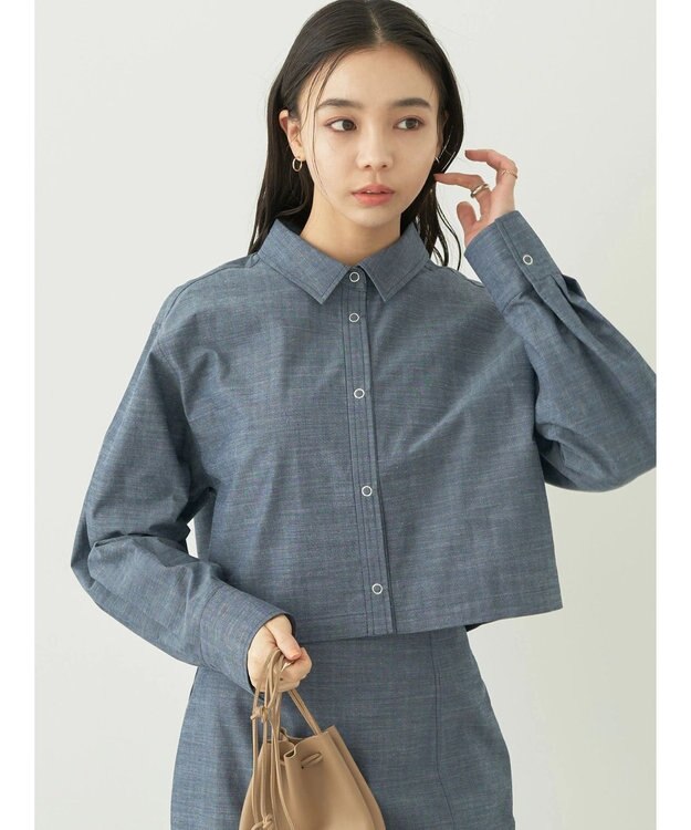 earth music&ecology ショート丈シャツジャケット Dark Blue