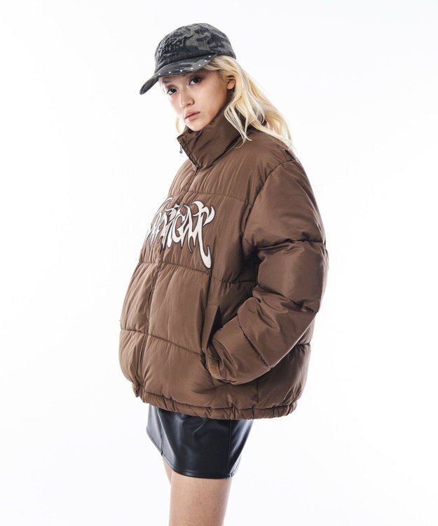 WEGO 【ユニセックス着用ITEM/MLサイズ展開】パファーグラフィックブルゾン ブラウン