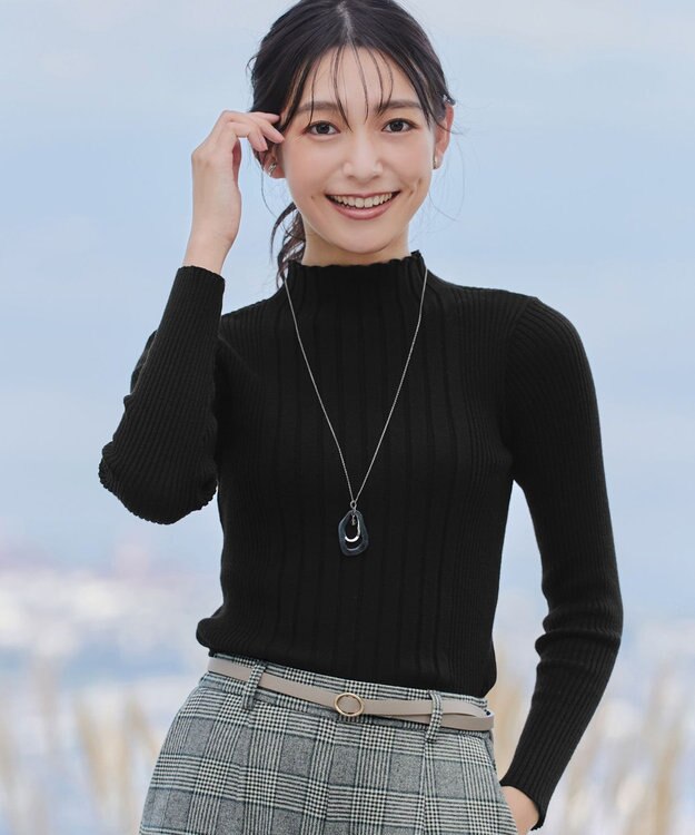 Tiaclasse 【安田美沙子さん着用・日本製】変形マーブルモチーフネックレス チャコール×シルバー