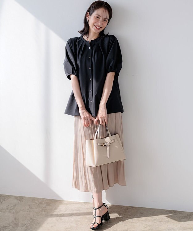 組曲 フロントベルト2WAYハンド バッグ ライトグレー系