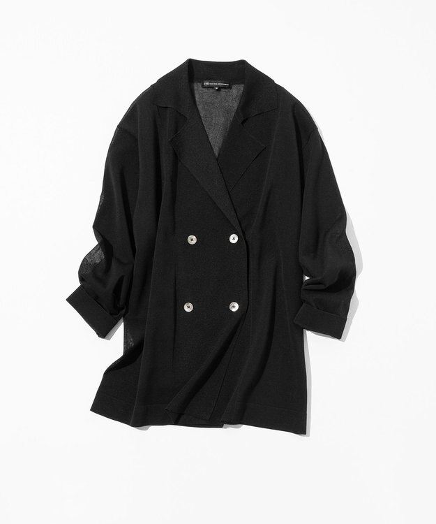 23区 L 【洗える】シアー ダブルブレスト ニット ジャケット ブラック系